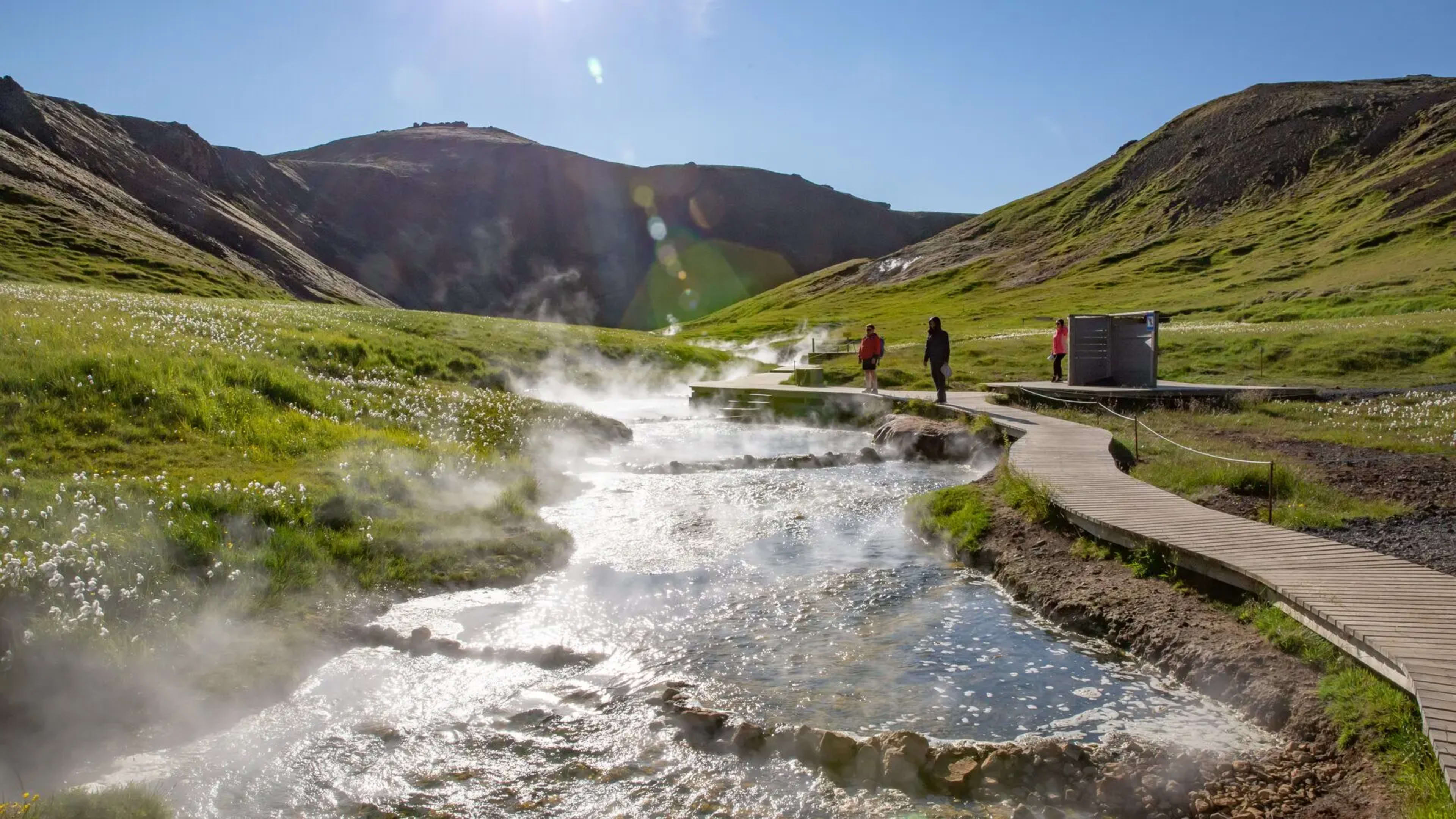 The geothermal river in the Reykjadalur valley