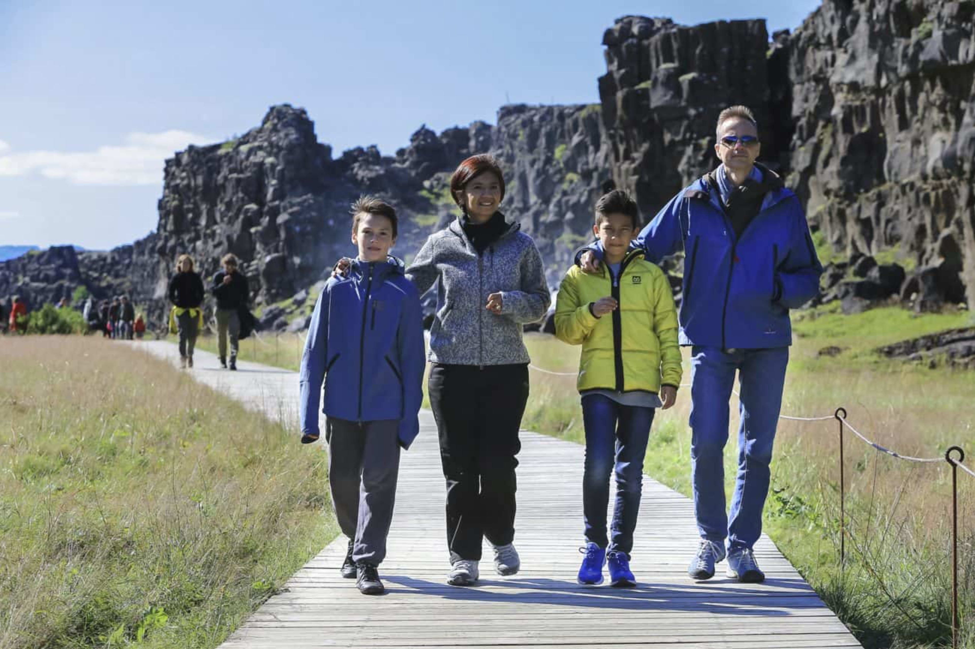 Family on a walk outdoors