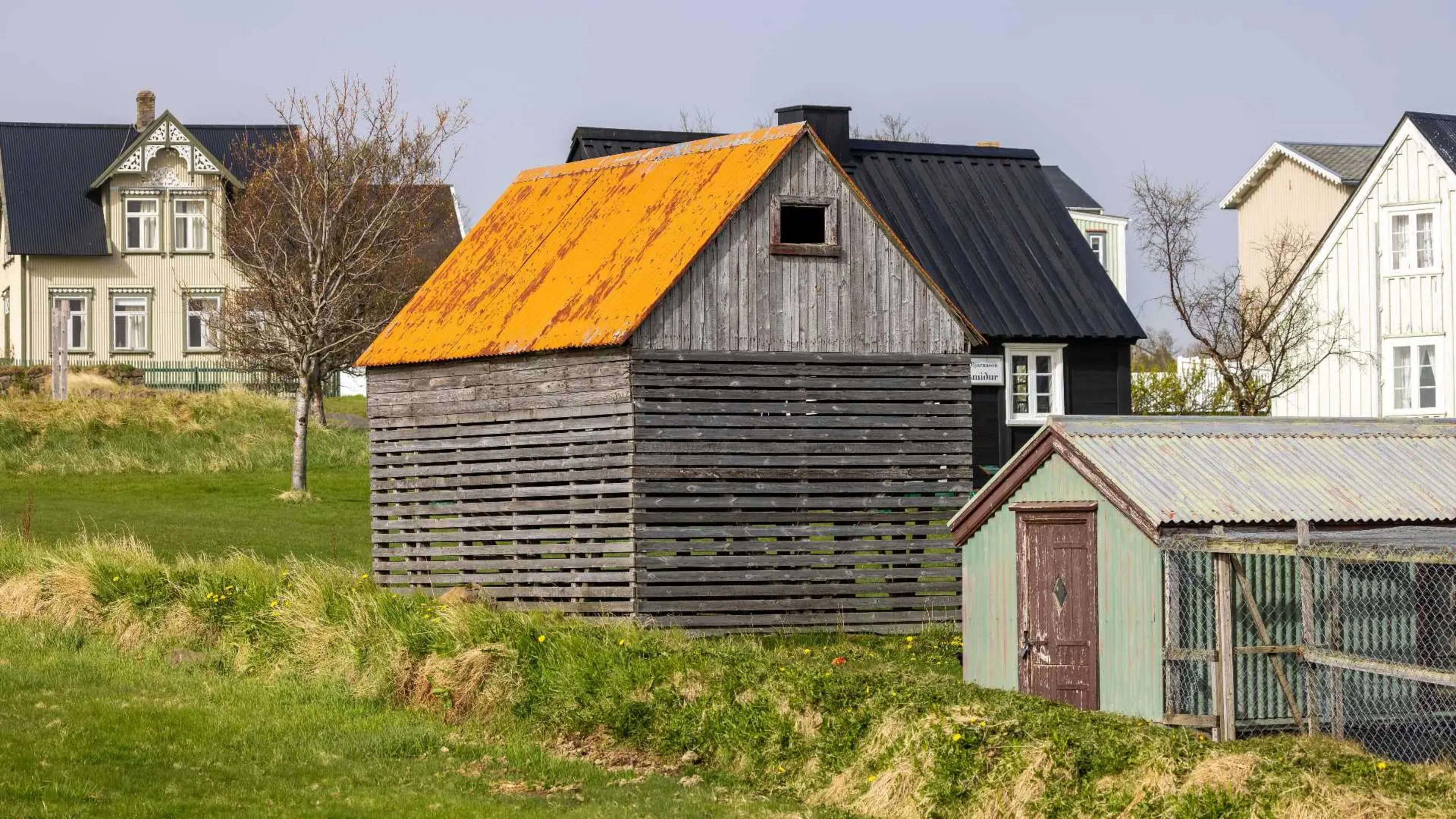 Old wooden buildings at Árbær Open Air Museum in Reykjavík