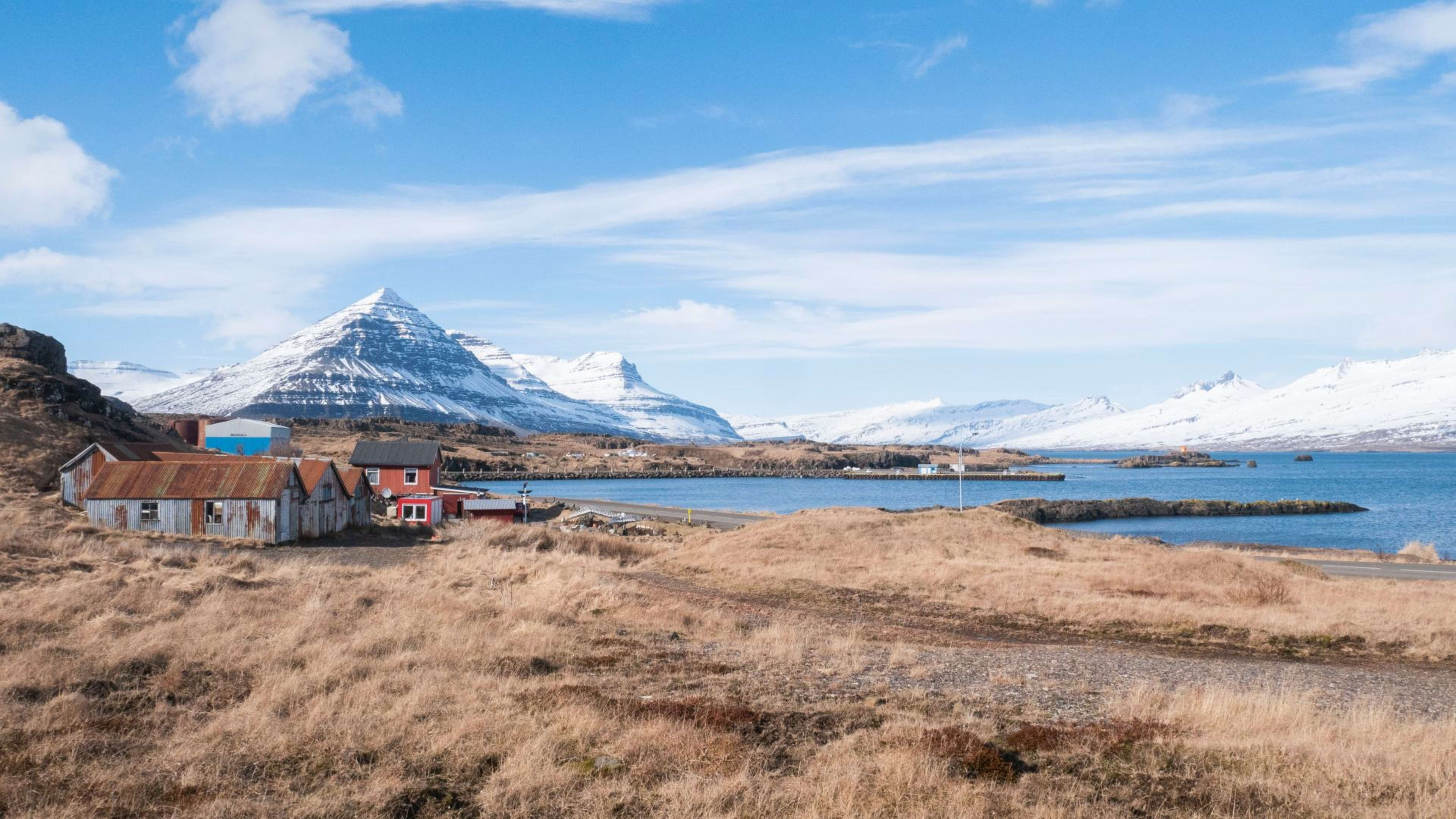 The village of Djúpivogur seen from a distance