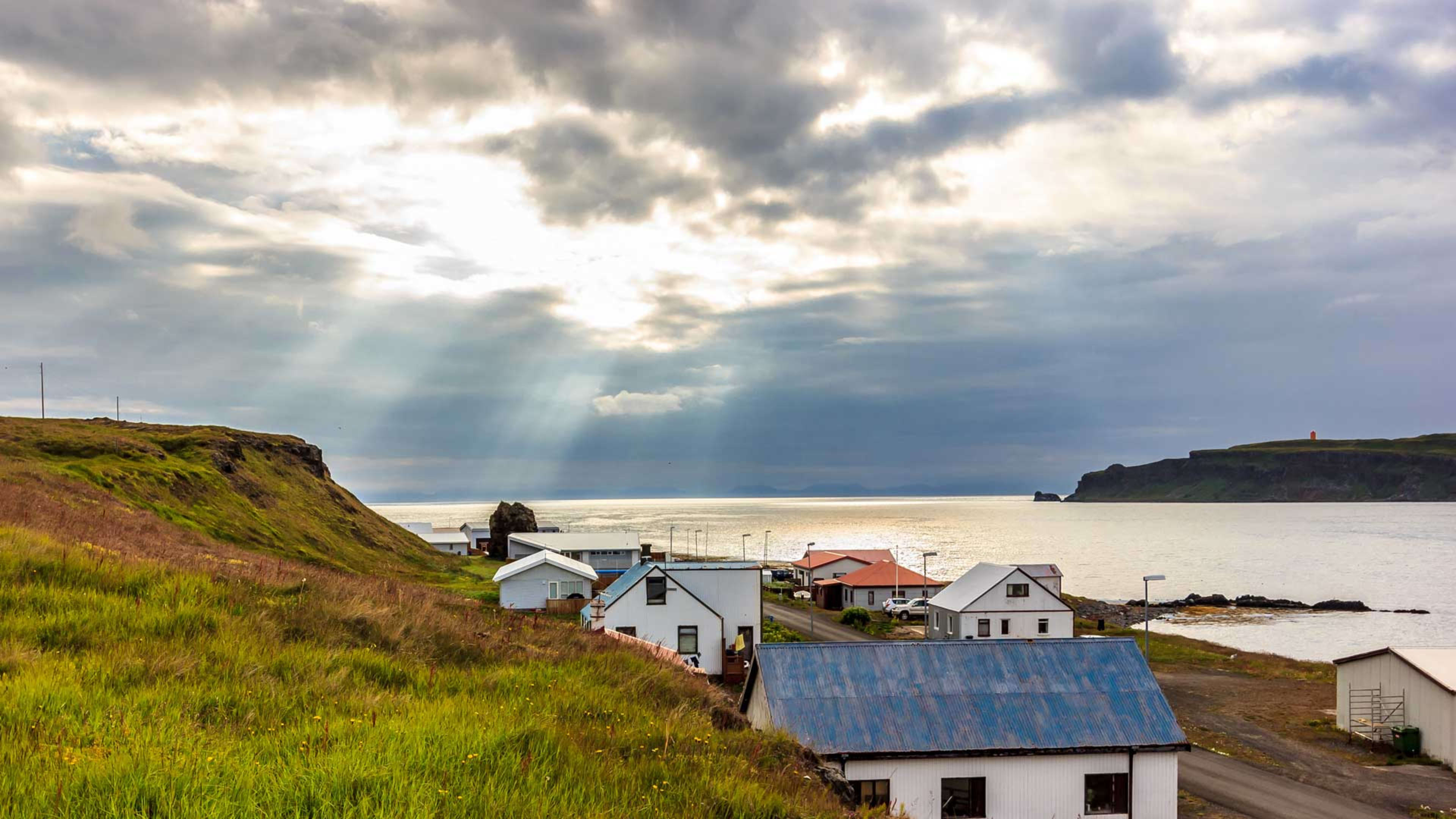 Drangsnes village at sunset