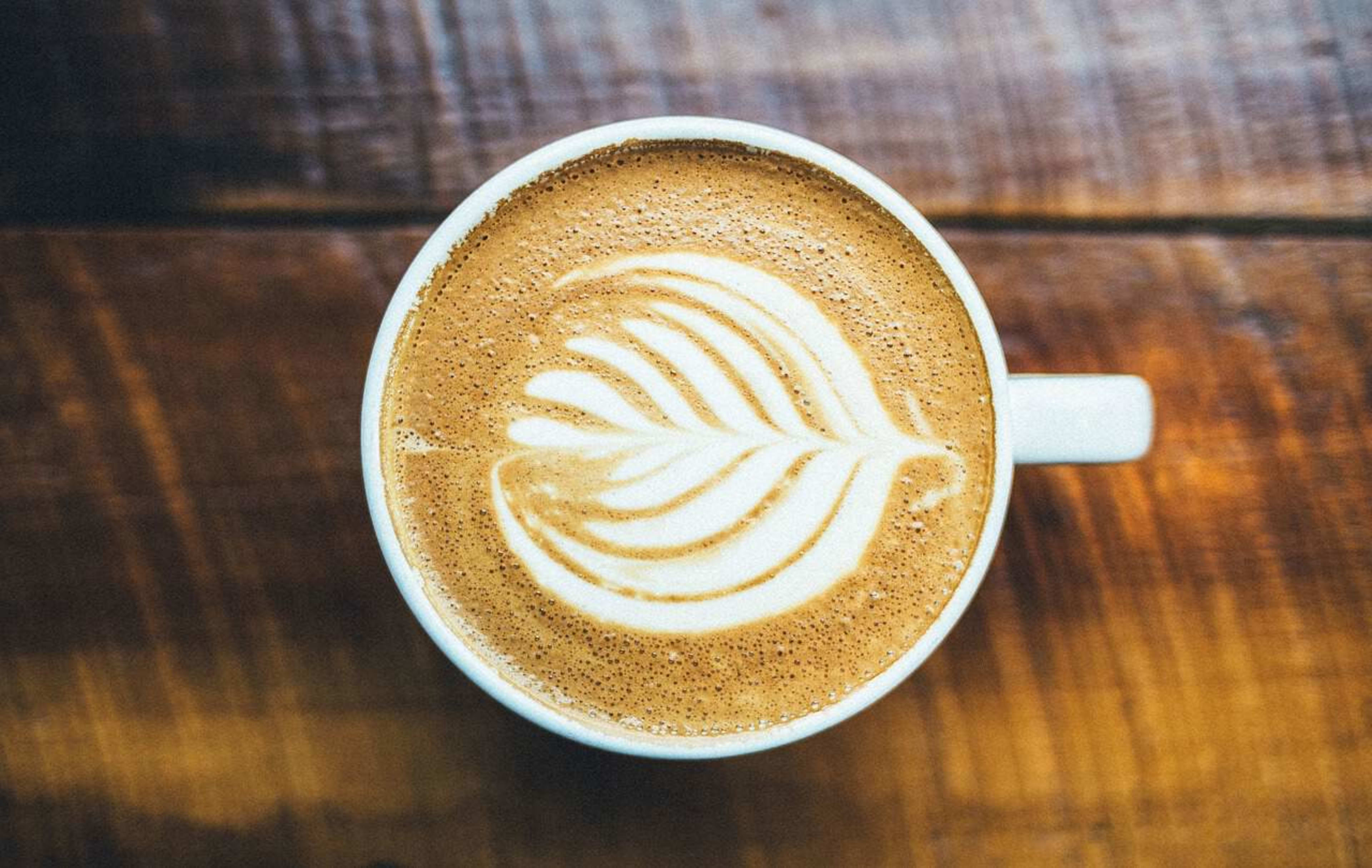 Top view of cup of coffee