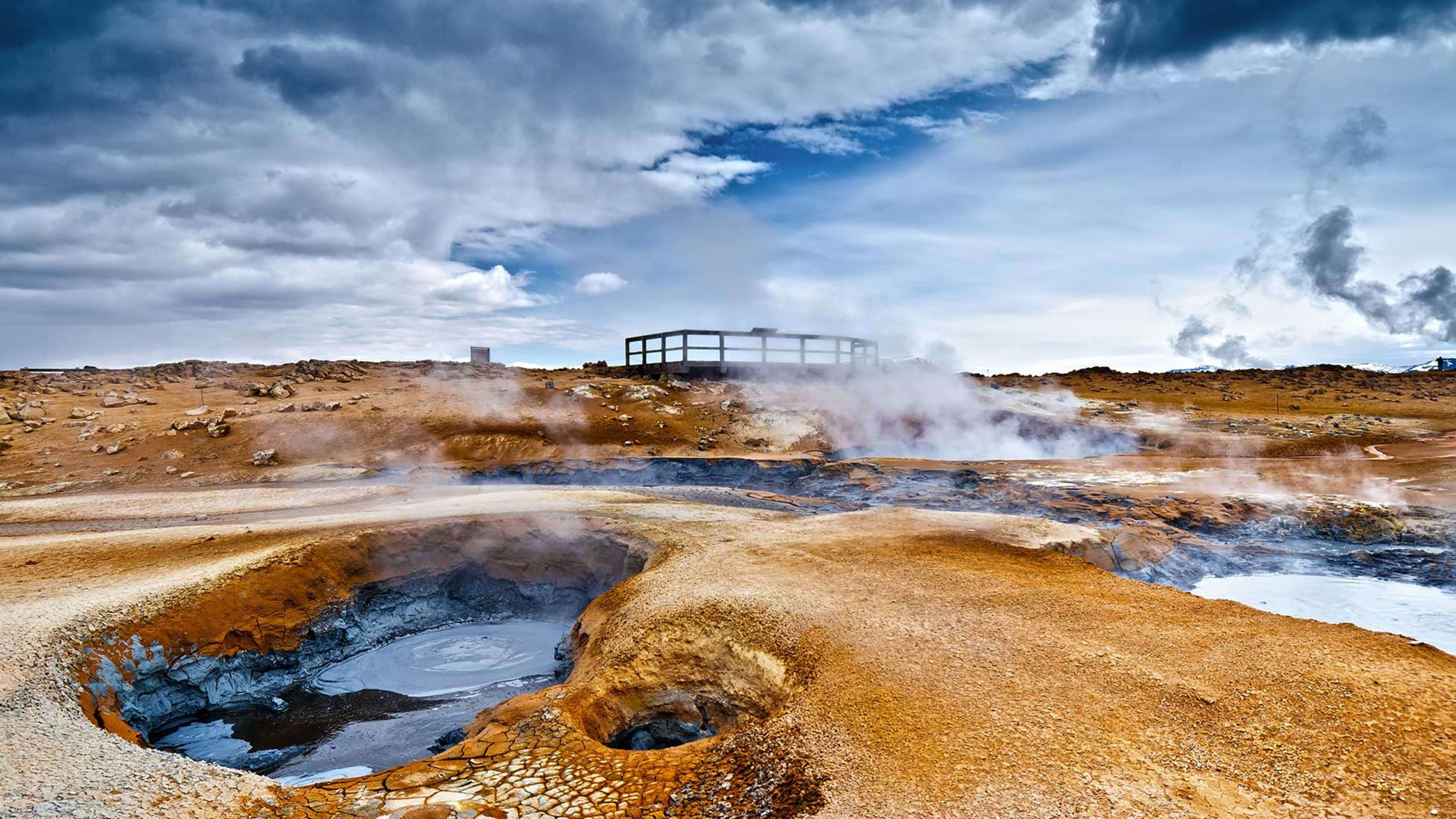 Mudpots at Hverir, in the Myvatn Geothermal Area in North Iceland