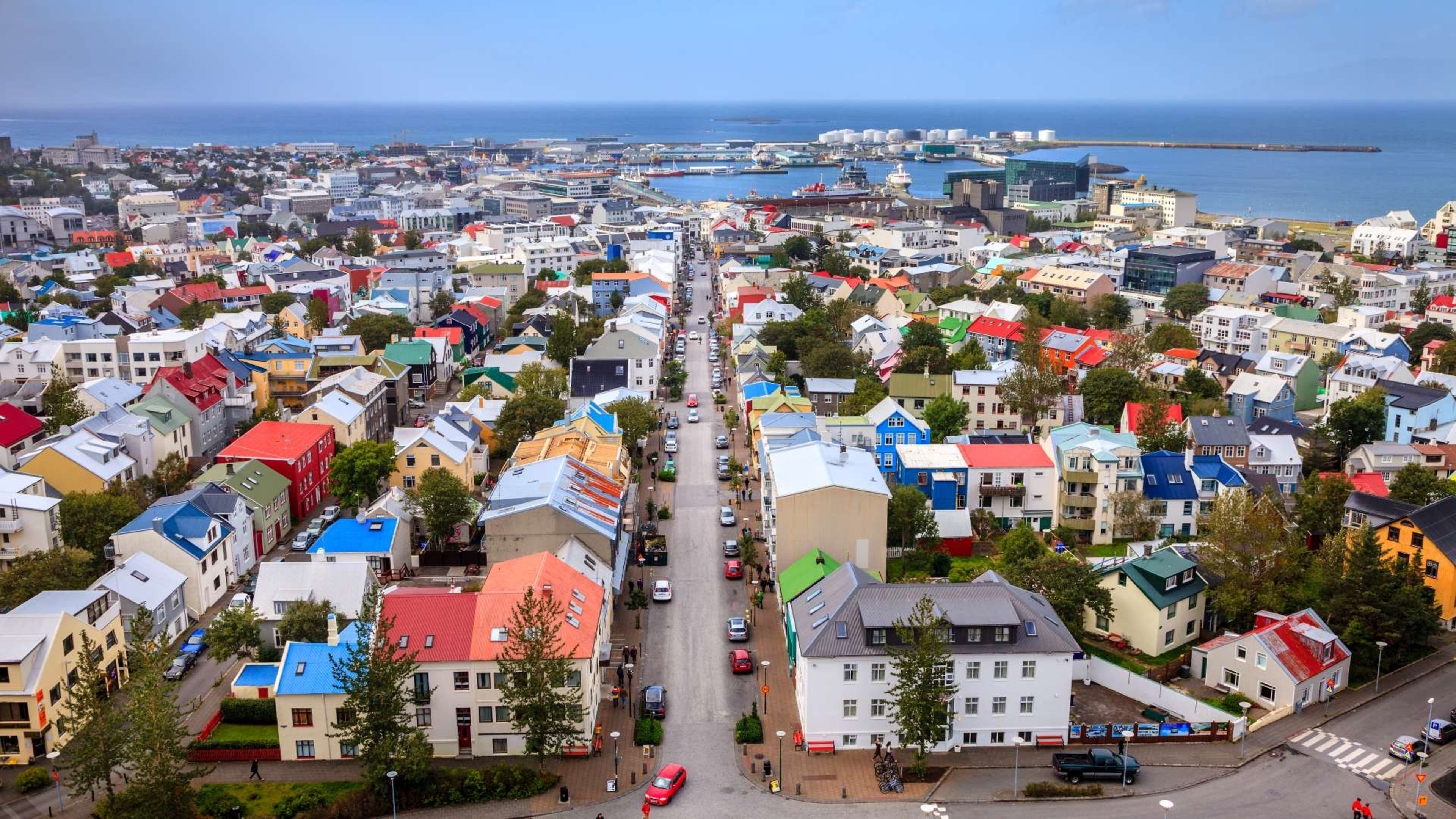 Reykjavík rooftops in the summertime seen from Hallgrímskirkja