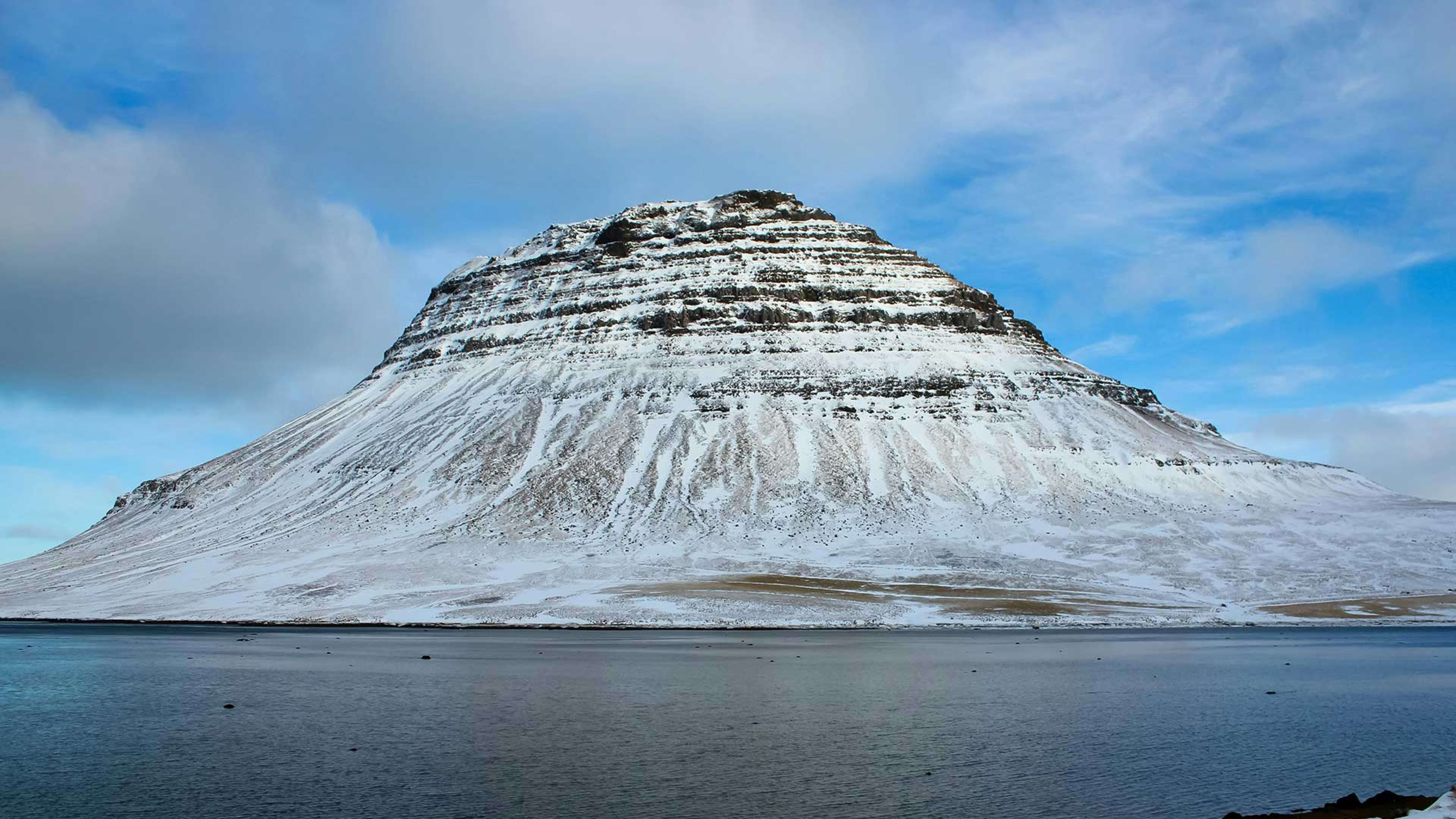 Snowy Kirkjufell in Iceland