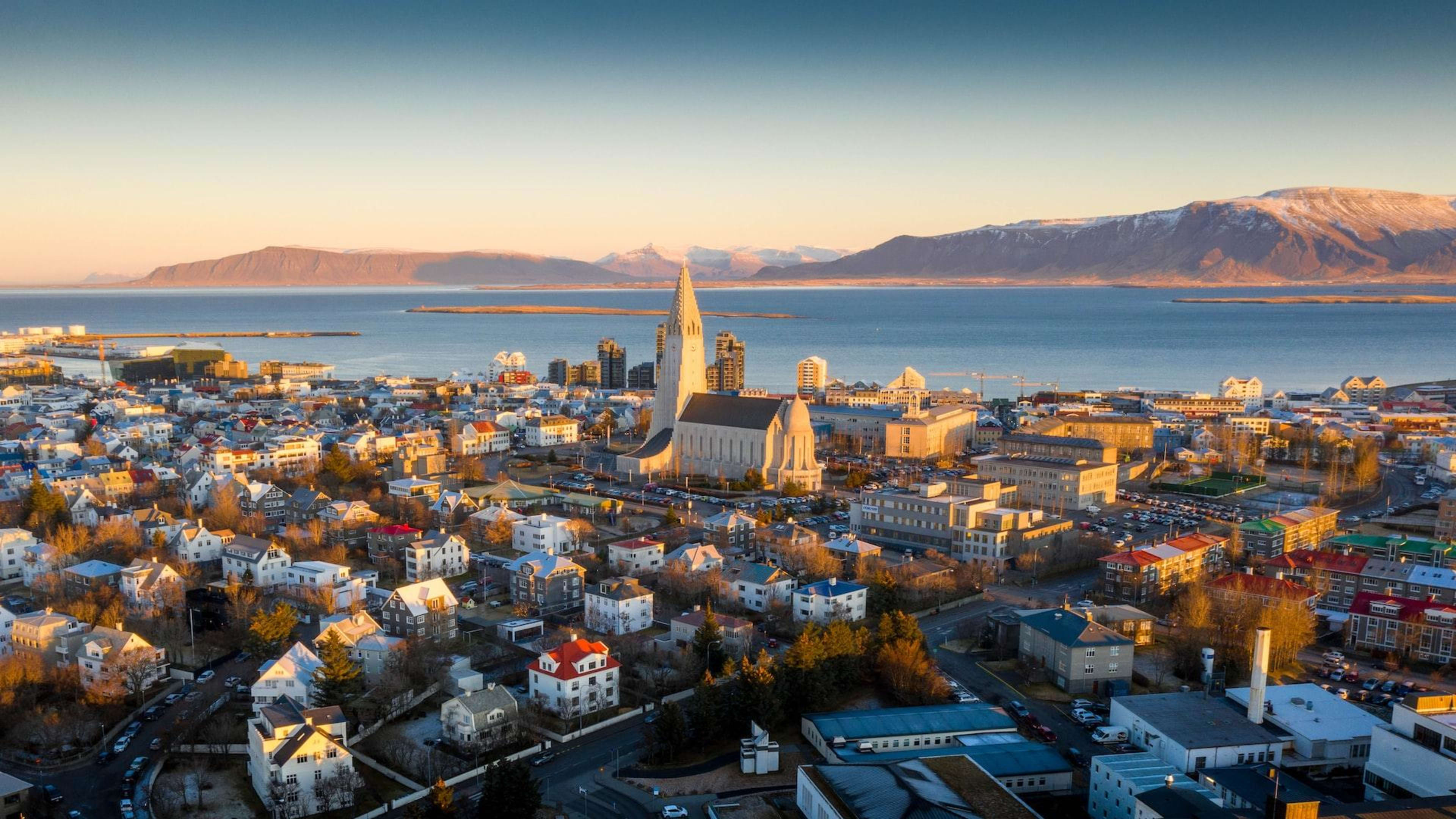 Reykjavík skyline with mountains in the background, Iceland