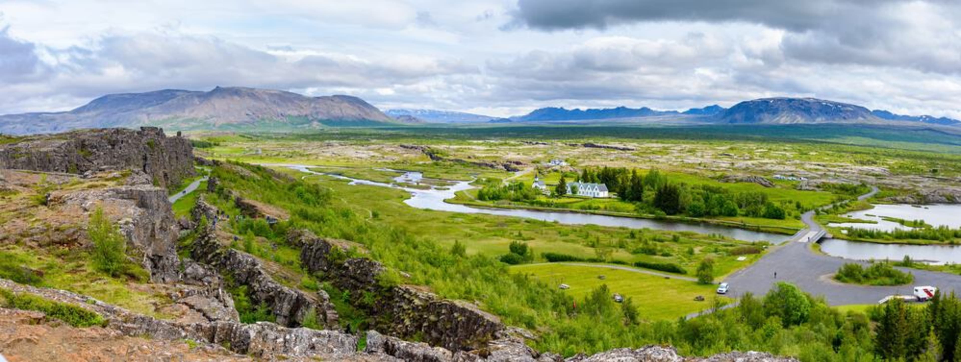 Aerial view of the Thingvellir canyon