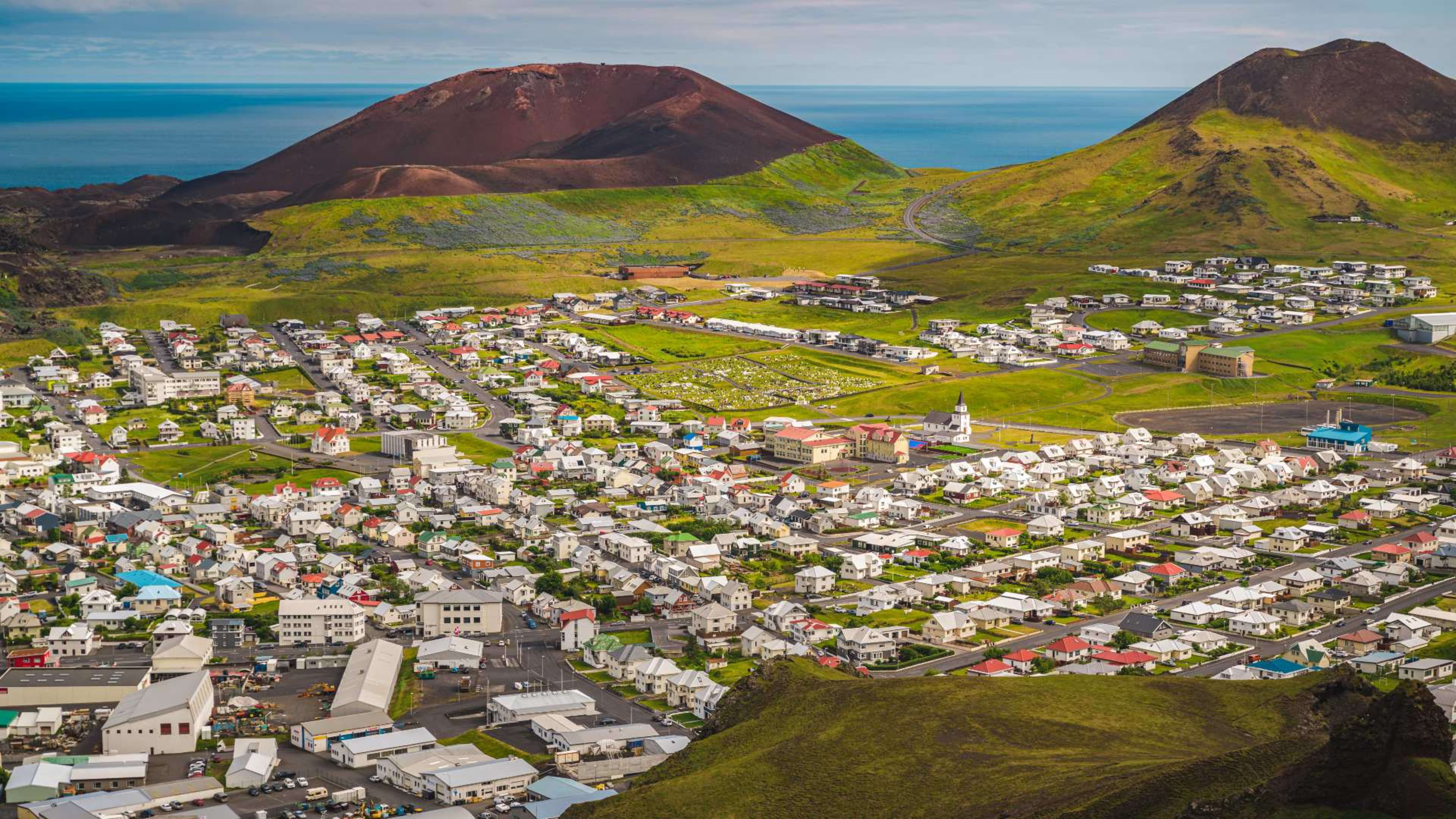 The town of Vestmannaeyjabær on Heimaey, Westman Islands