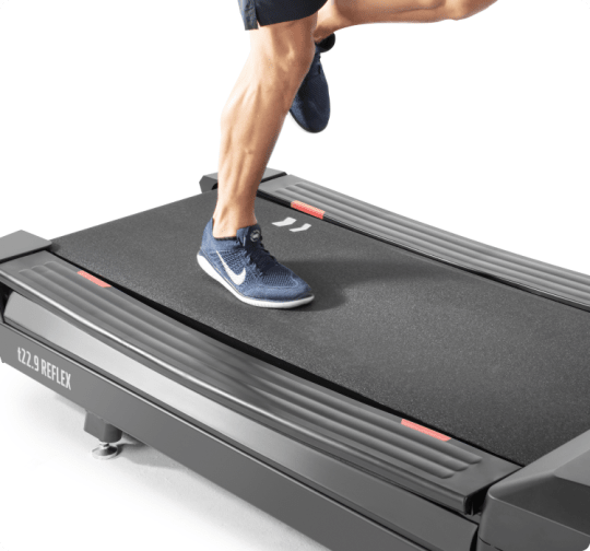 man running on the freemotion t 22.9 reflex treadmill