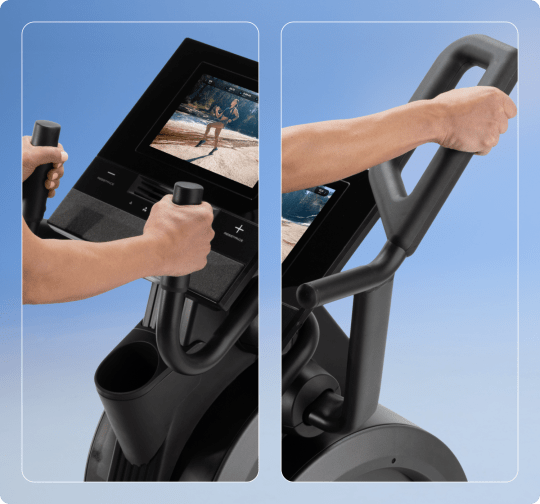 elliptical console displaying an ifit trainer running outside
