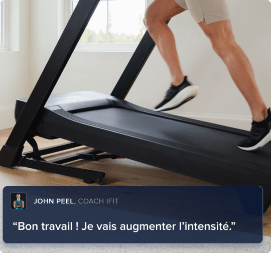 man running on the exp 14i treadmill