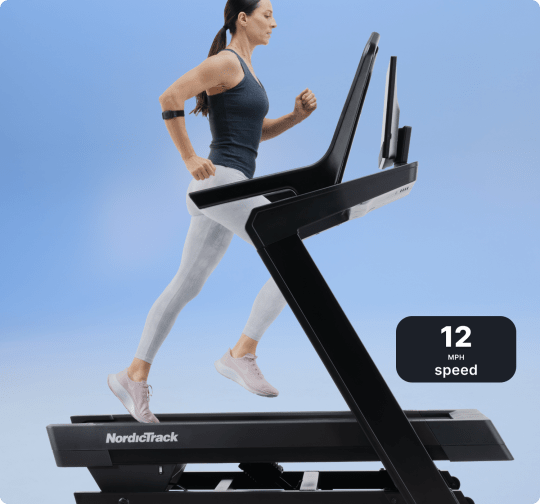 woman running on the X24 treadmill