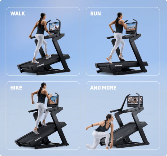 image displaying four different workout types on X24 treadmill