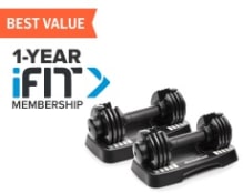 studio shot of Dumbbells + 1-Year iFIT (Save $72) in a bright room