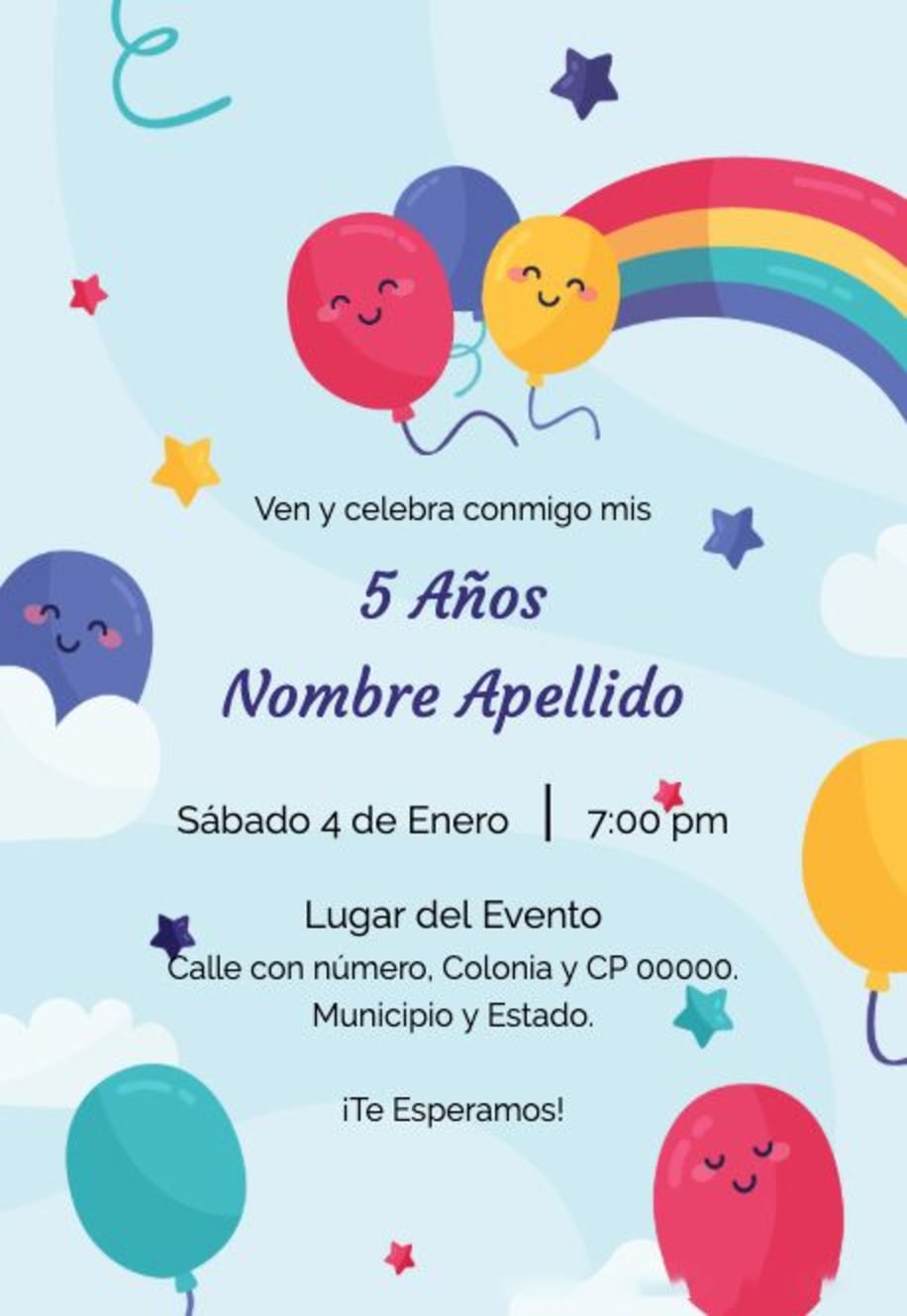 Cumpleaños con Globos | Invitaciones Digitales