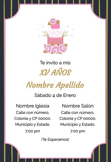 XV Años con Pastel y Flores | Invitaciones Digitales XV Años con Pastel y Flores | Invitaciones Digitales