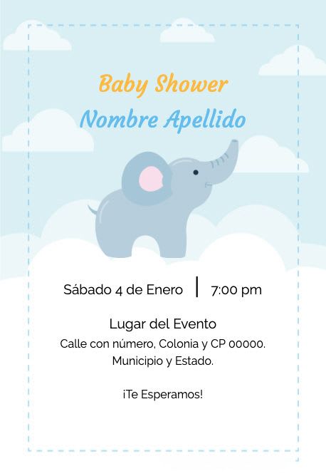 Baby Shower con Elefante | Invitaciones Digitales