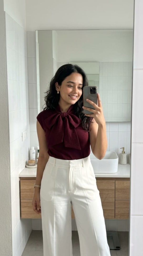 Minimalist Chic Mirror Selfie Portrait