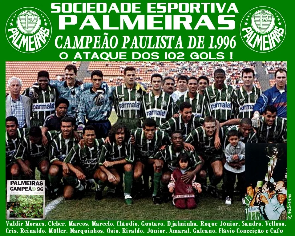 Relembre: Palmeiras 2x0 Santos - 1996 Paulista Palmeiras Campeão Paulista 1996