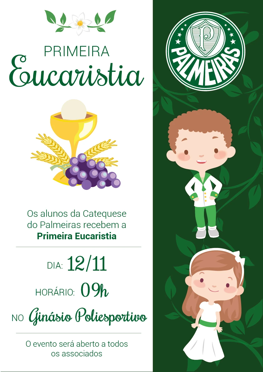 Alunos da Catequese recebem Primeira Eucaristia em missa especial no ginásio do Palmeiras