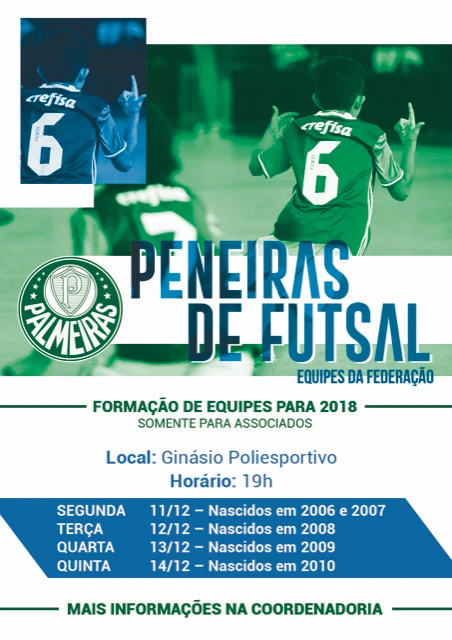 Verdão abre peneiras em busca de associados para os times de futsal da Coordenadoria