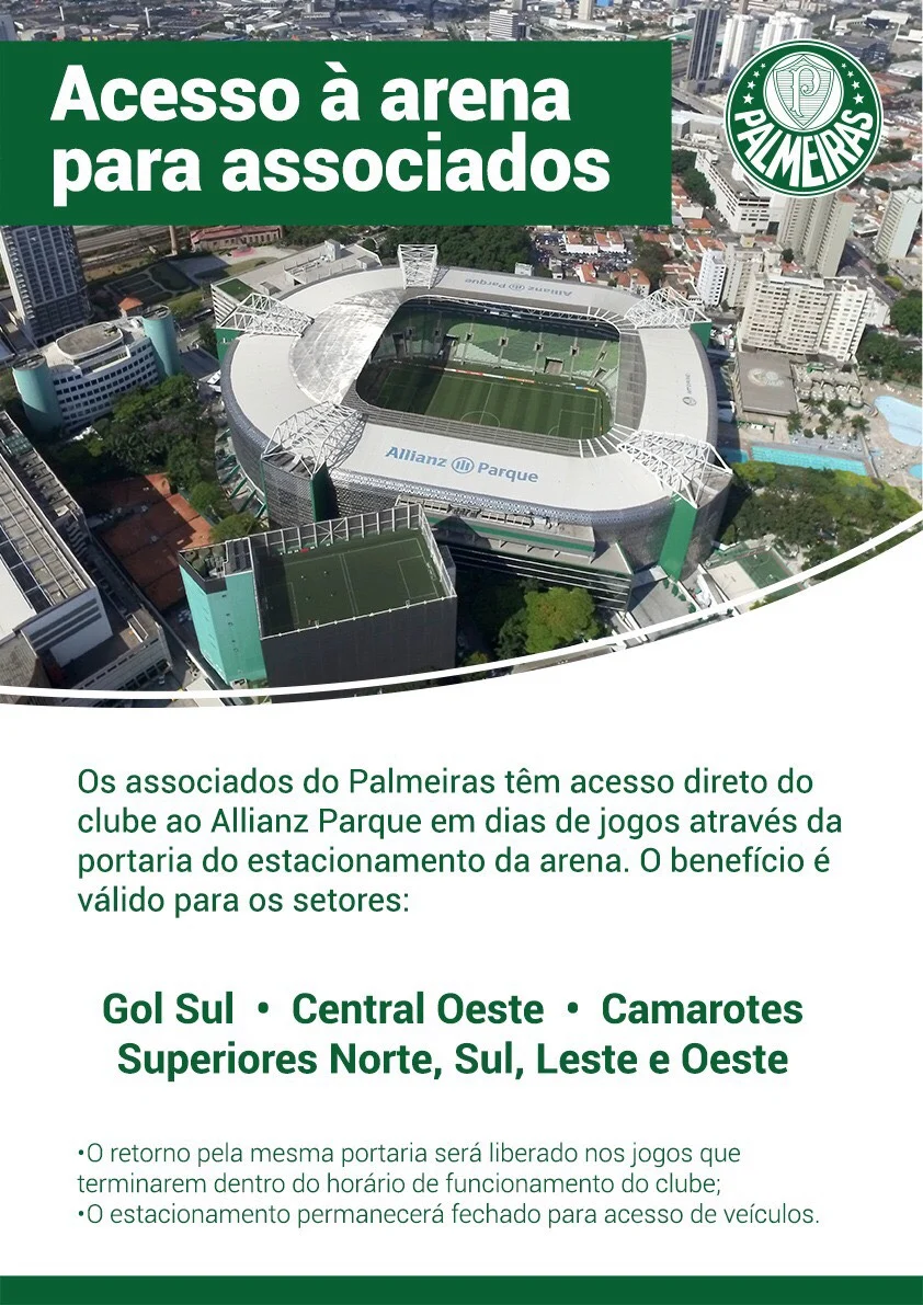 Associados têm acesso direto ao Allianz Parque através de portaria do clube