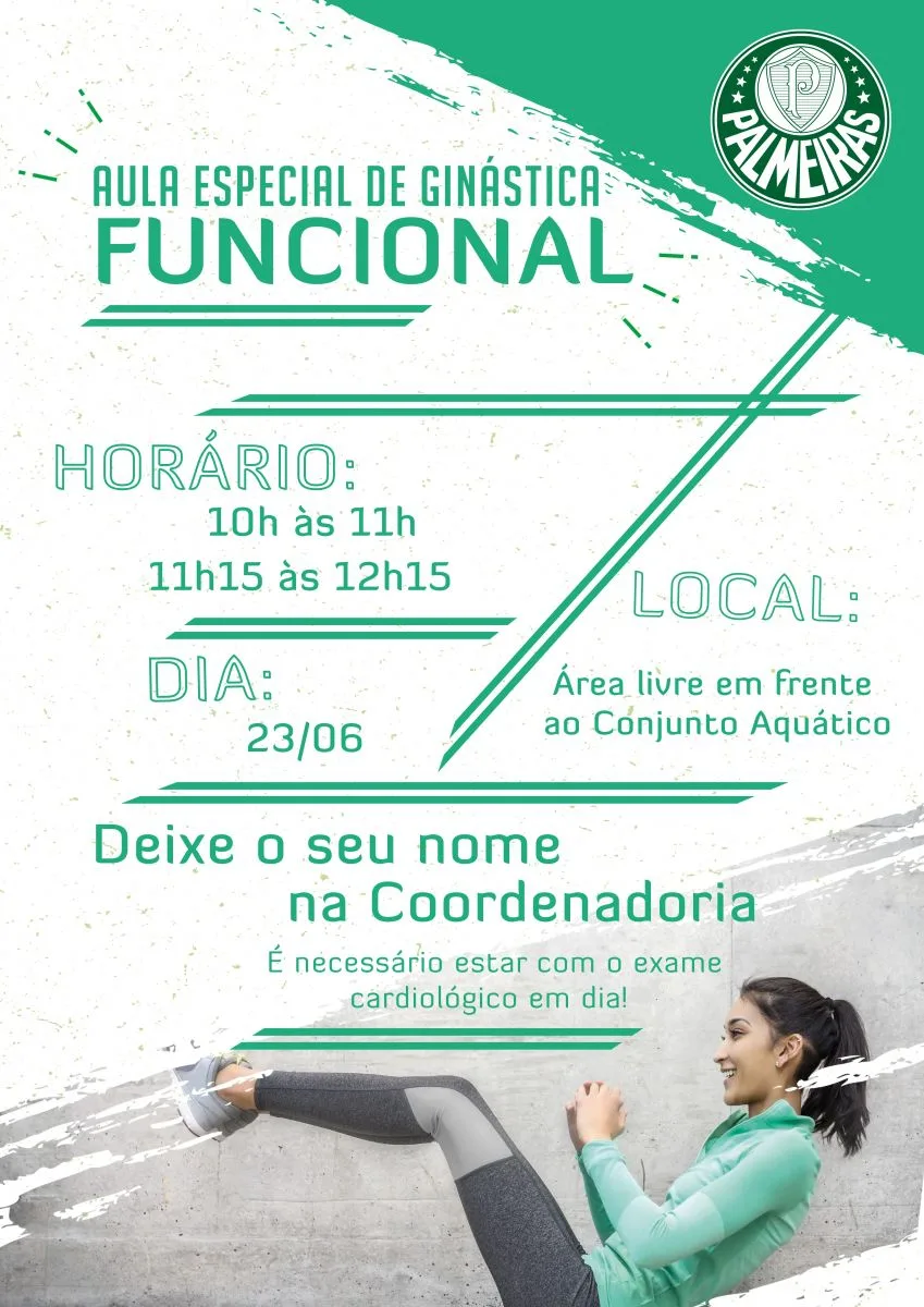 Participe da aula especial de ginástica funcional ao ar livre do Verdão!