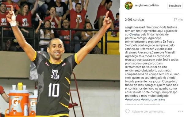 Serginho se despede do Sesi-SP; projeto com Corinthians pode ser destino