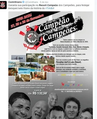 Evento em resort para comemorar títulos do Corinthians é cancelado