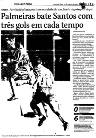 Há 20 anos, Palmeiras goleou Santos por 6 a 0 na Vila; relembre em vídeo 