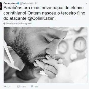 Fora de clássico, Kazim comemora a chegada de seu terceiro filho