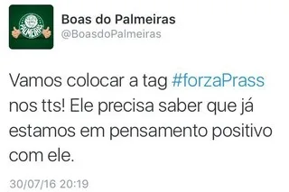 Nas redes sociais torcida do Palmeiras dá apoio a Fernando Prass #ForzaPrass  