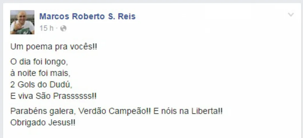 Marcos festeja título do Palmeiras e faz até poema para 'São Prass'