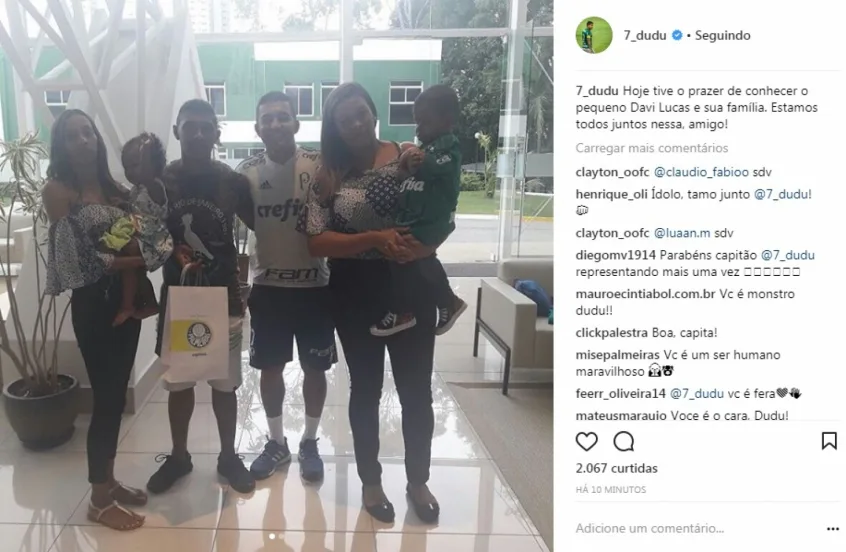 Dudu recebe no Verdão filho de atleta do Moto Club que mobilizou a web