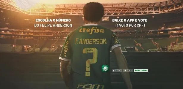Palmeiras convida torcida para eleger numeração de Felipe Anderson