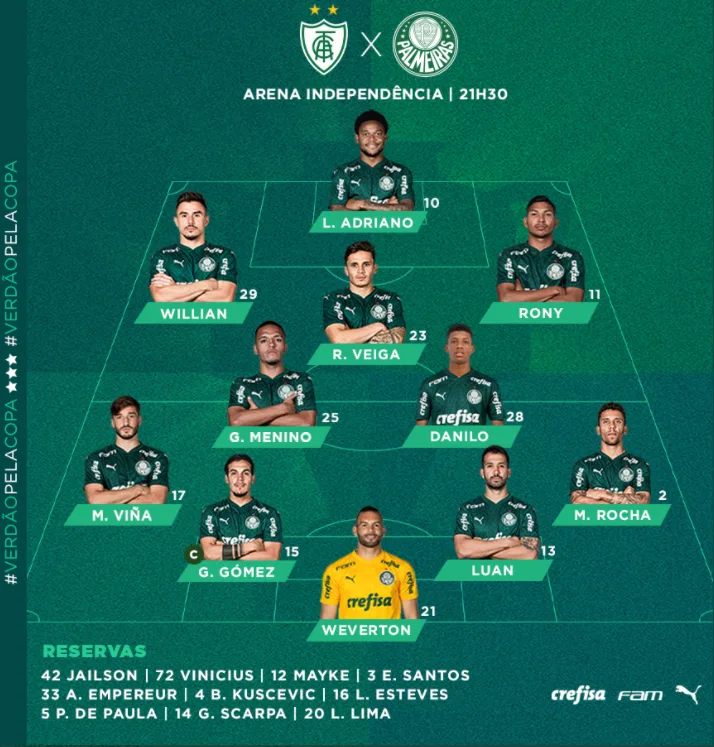 SAIU!!! CONFIRA A ESCALAÇÃO DO PALMEIRAS