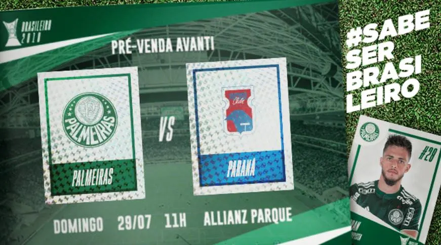 Venda de ingressos para jogo contra Paraná no Allianz Parque pelo Brasileirão