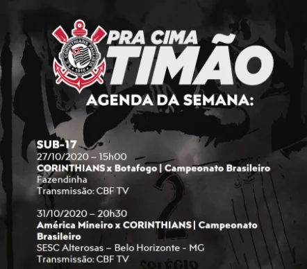 Semana da base: Confira a programação de jogos das Categorias de Base do Corinthians