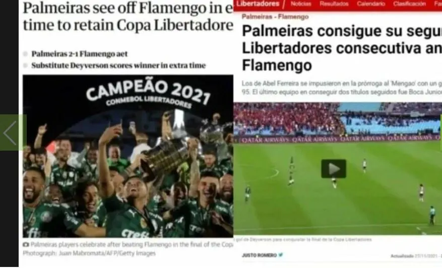 Confira a repercussão do título do Palmeiras na Libertadores na imprensa internacional