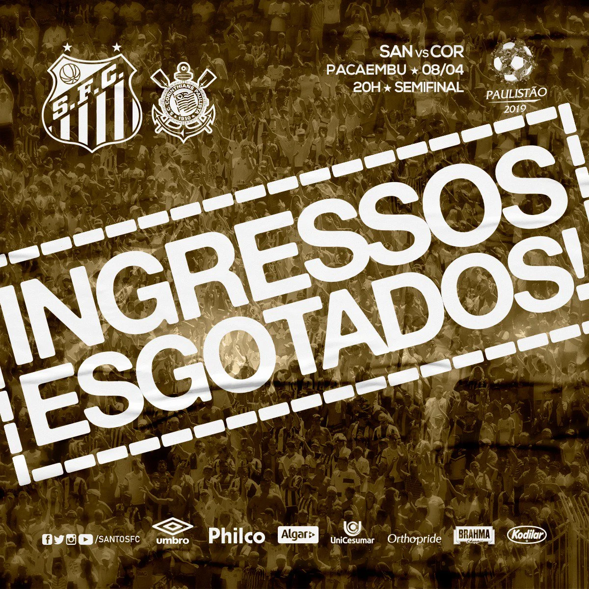 Santos anuncia ingressos esgotados para semifinal contra o Corinthians