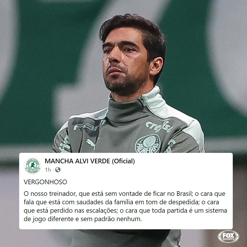 Abel  responde torcida e manda recado à torcida Palmeirense em meio à confusões e críticas