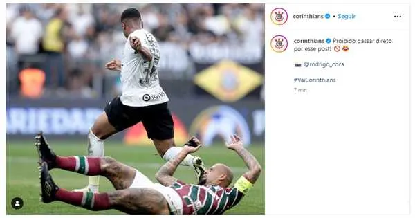 Corinthians provoca com imagem de Wesley driblando Felipe Melo: 