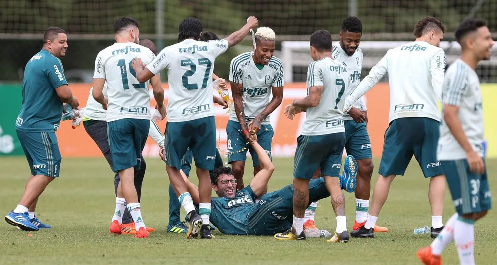 Valentim revê o Palmeiras e ganha elogios do capitão Dudu