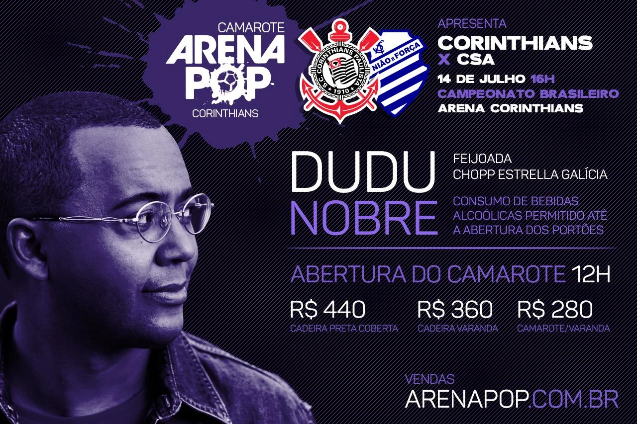 Arena Corinthians lança camarote Arena Pop com show de Dudu Nobre, neste domingo