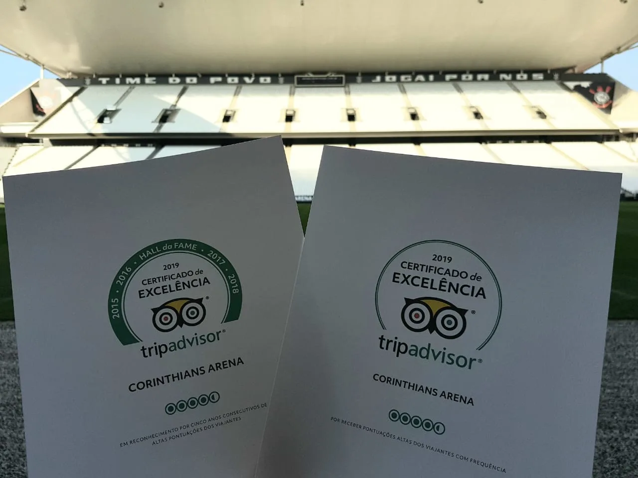 Arena Corinthians recebe certificado de excelência 2019 e selo “Hall da Fama” do TripAdvisor