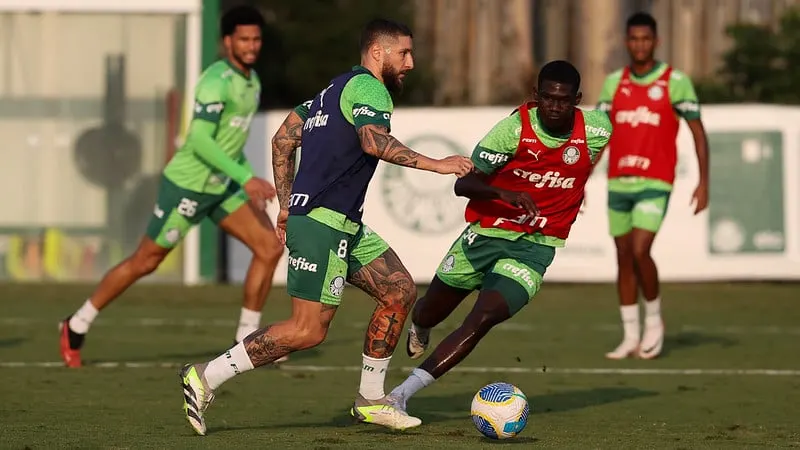 Zé Rafael treina parcialmente para jogo contra São Paulo no Palmeiras.