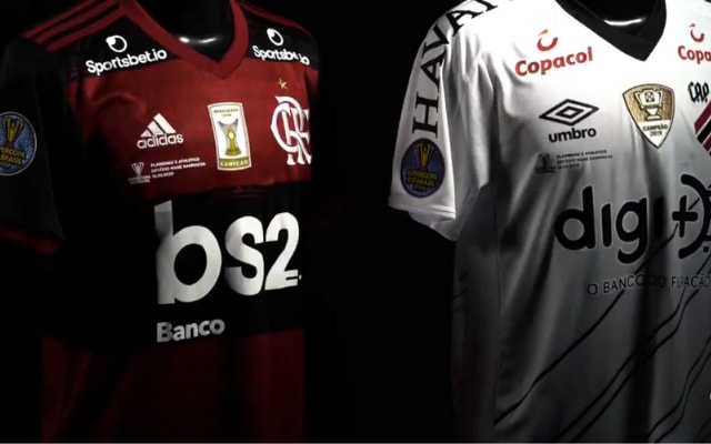 CBF divulga camisas que serão usadas por Flamengo e Athletico com o Patch especial da Supercopa do Brasil