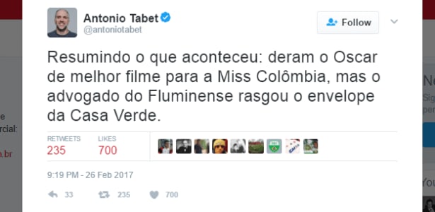 Vice-presidente de comunicação do Fla zoa o Fluminense com gafe do Oscar