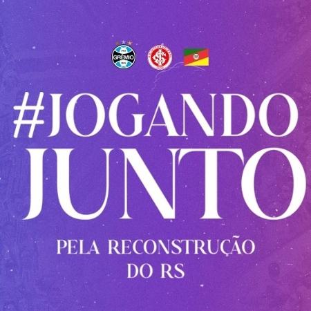 Imagem da campanha de Inter e Grêmio pela reconstrução do Rio Grande do Sul