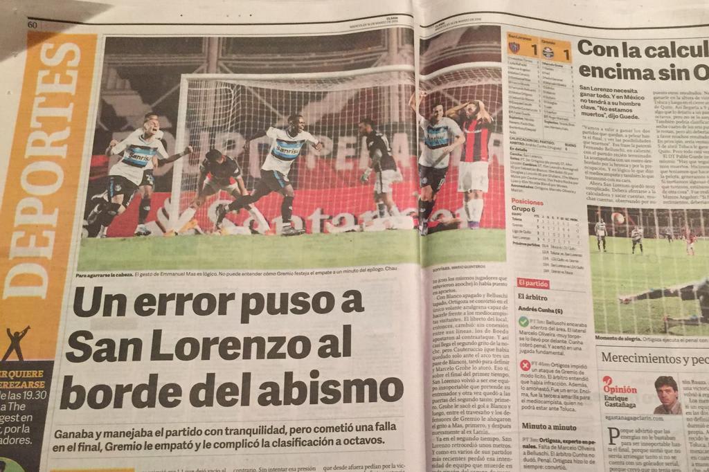 Jornais argentinos relatam frustração do San Lorenzo com empate